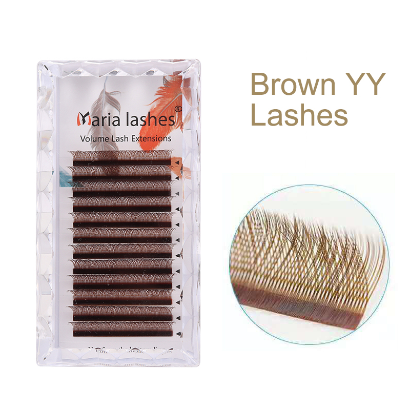 Eyelash Extension Logo - MARIA Bruine YY-vormige wimper Kleurrijke YY-type