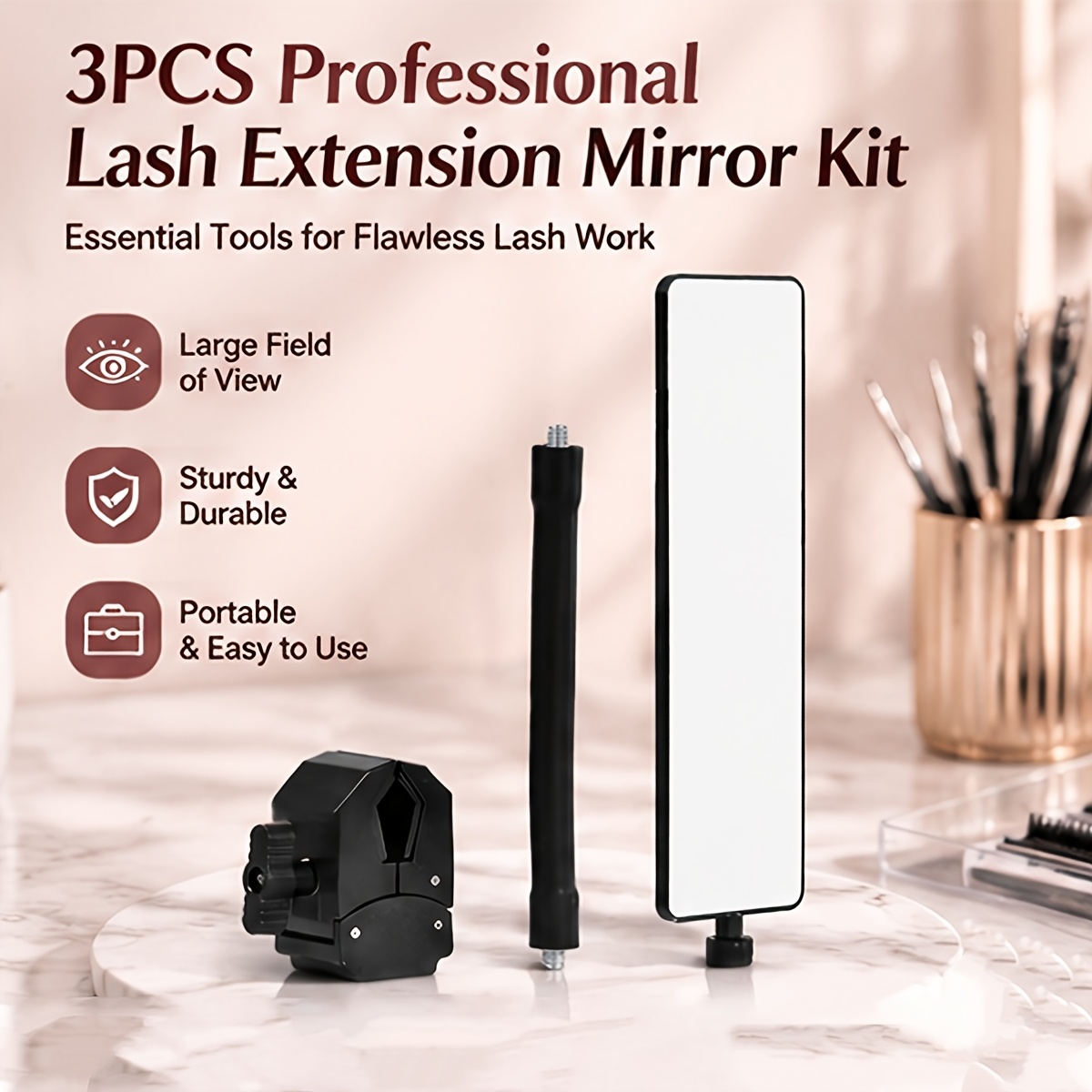 Individual Lash Tray - 3-delige professionele wimperverlenging spiegelset HD breedbeeld